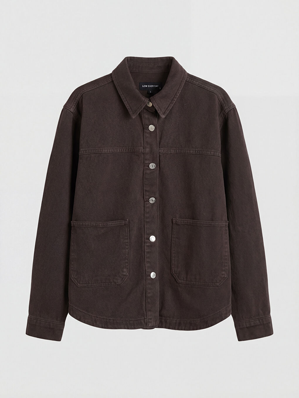 Kahverengi Gömlek Yaka Oversize Kadın Jean Ceket