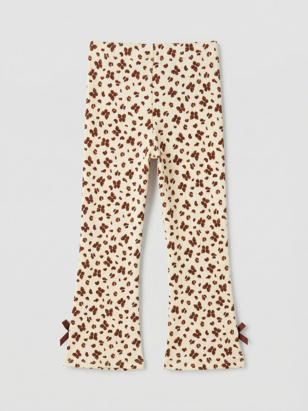 Ekru İspanyol Paça Kız Çocuk Tayt Pantolon 2'li-4