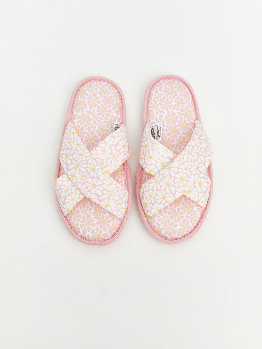 Pembe Çapraz Bantlı Pelüş Kadın Ev Terliği-1