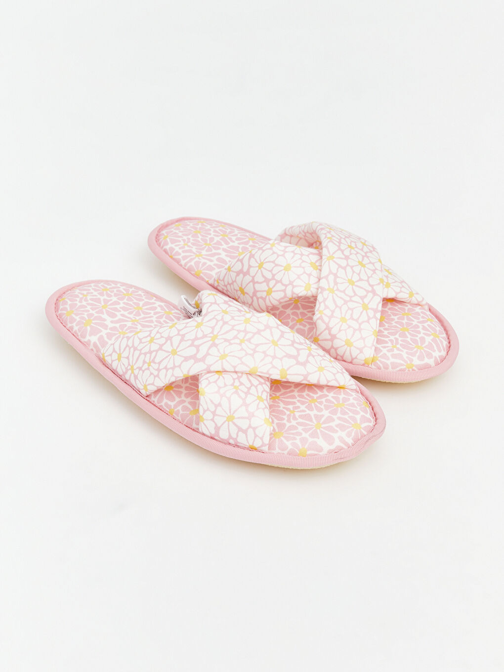 Pembe Çapraz Bantlı Pelüş Kadın Ev Terliği-4