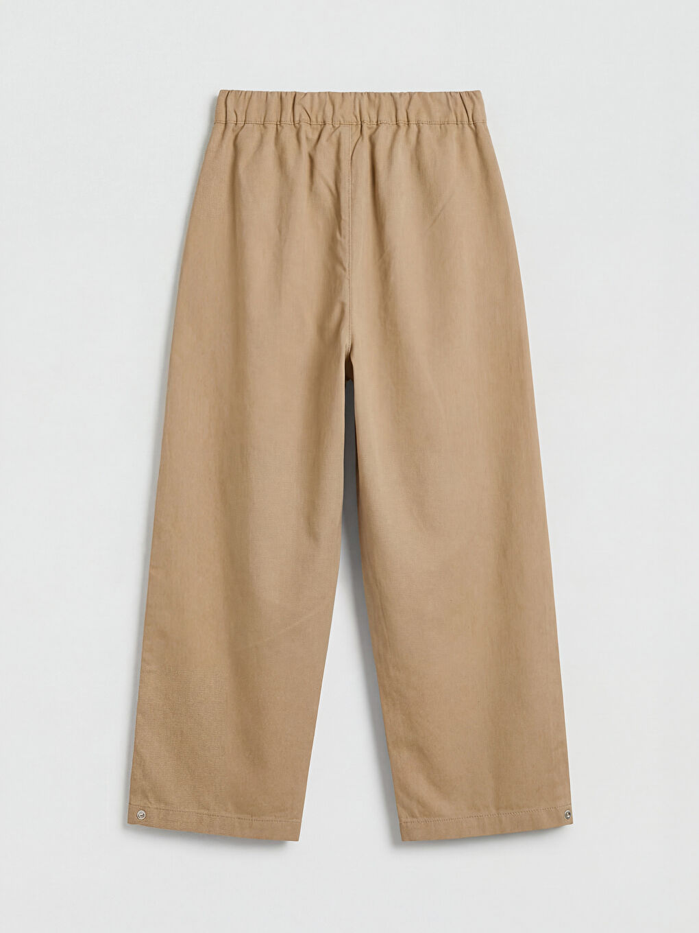 Bej Pileli Kız Çocuk Gabardin Pantolon-1