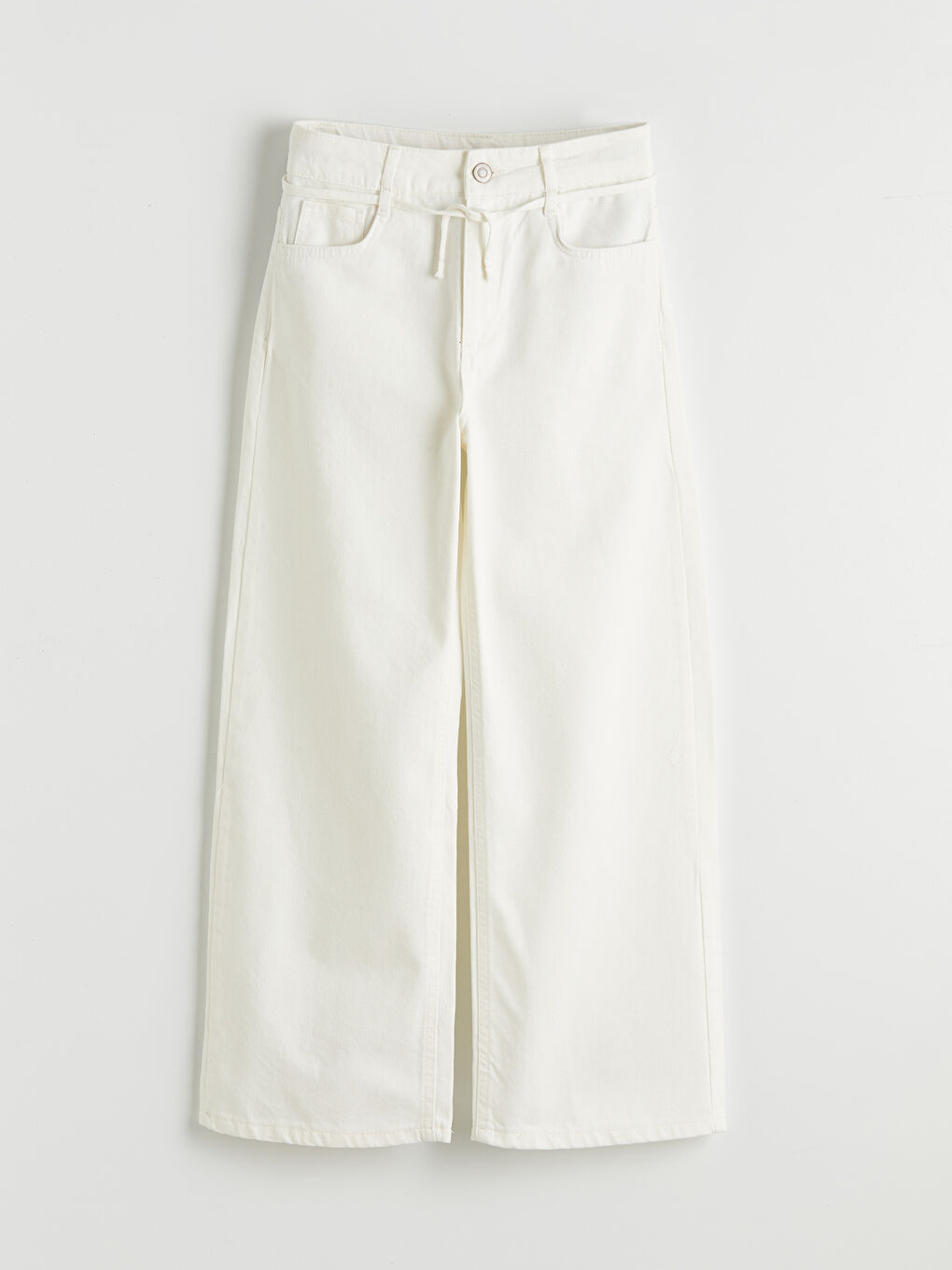 Ekru Wideleg Kız Çocuk Gabardin Pantolon