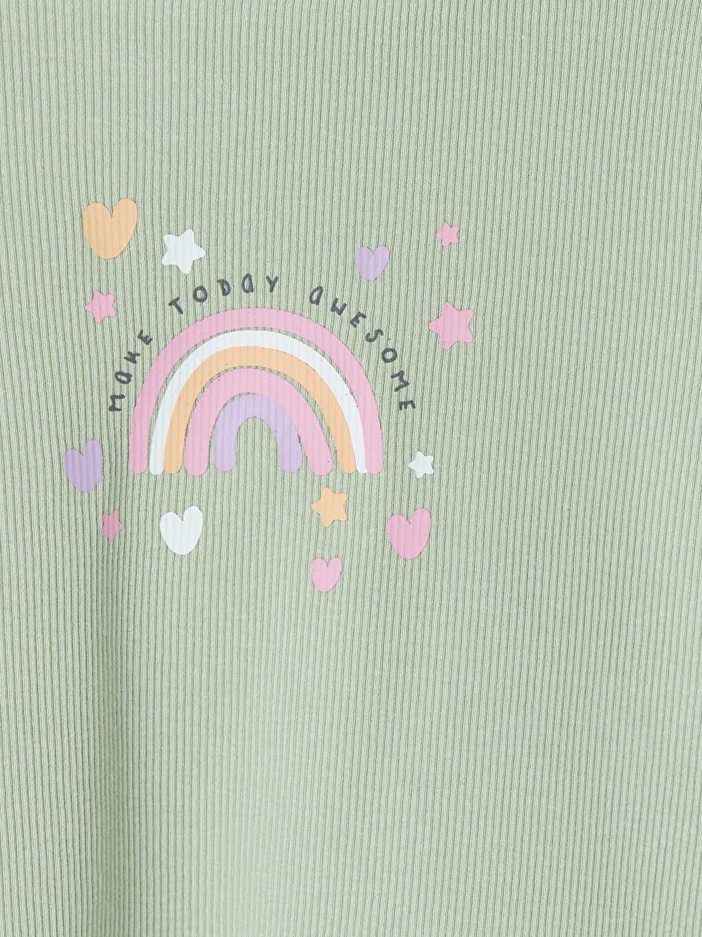 Ekru Bisiklet Yaka Baskılı Kız Bebek 2'li Tişört-5