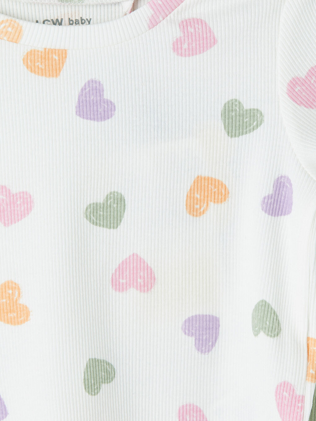 Ekru Bisiklet Yaka Baskılı Kız Bebek 2'li Tişört-6