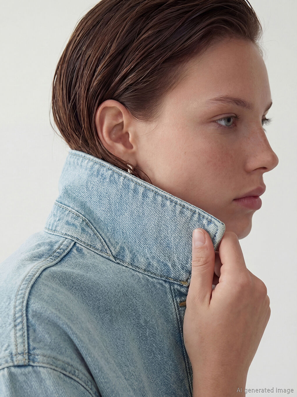 İndigo Gömlek Yaka Oversize Kadın Jean Ceket-2