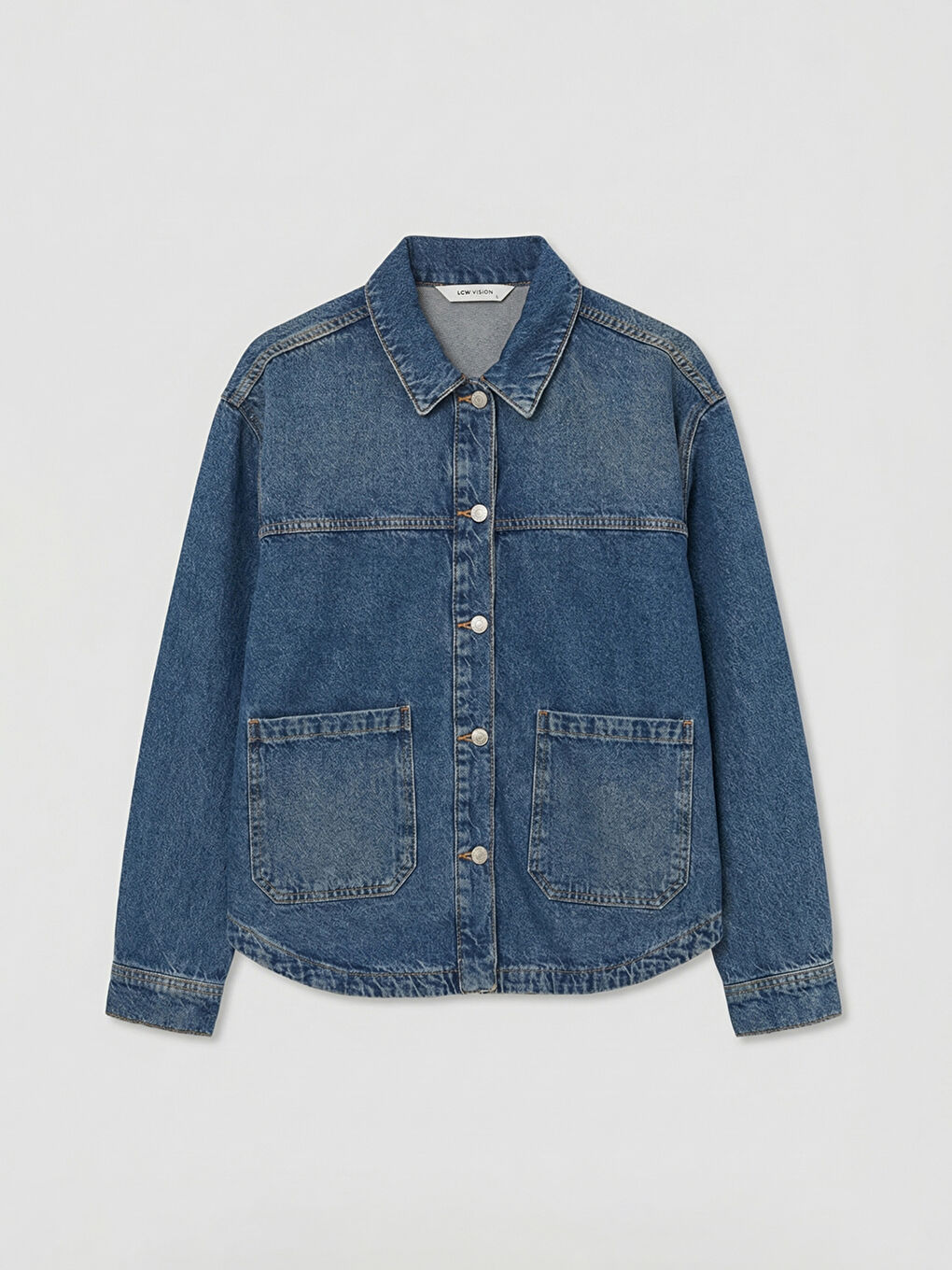 İndigo Gömlek Yaka Kadın Jean Ceket-4