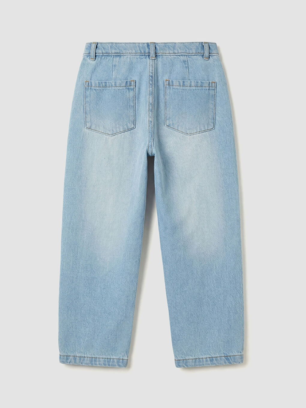 Embroidered Loose Fit Girls' Jean Trousers-1