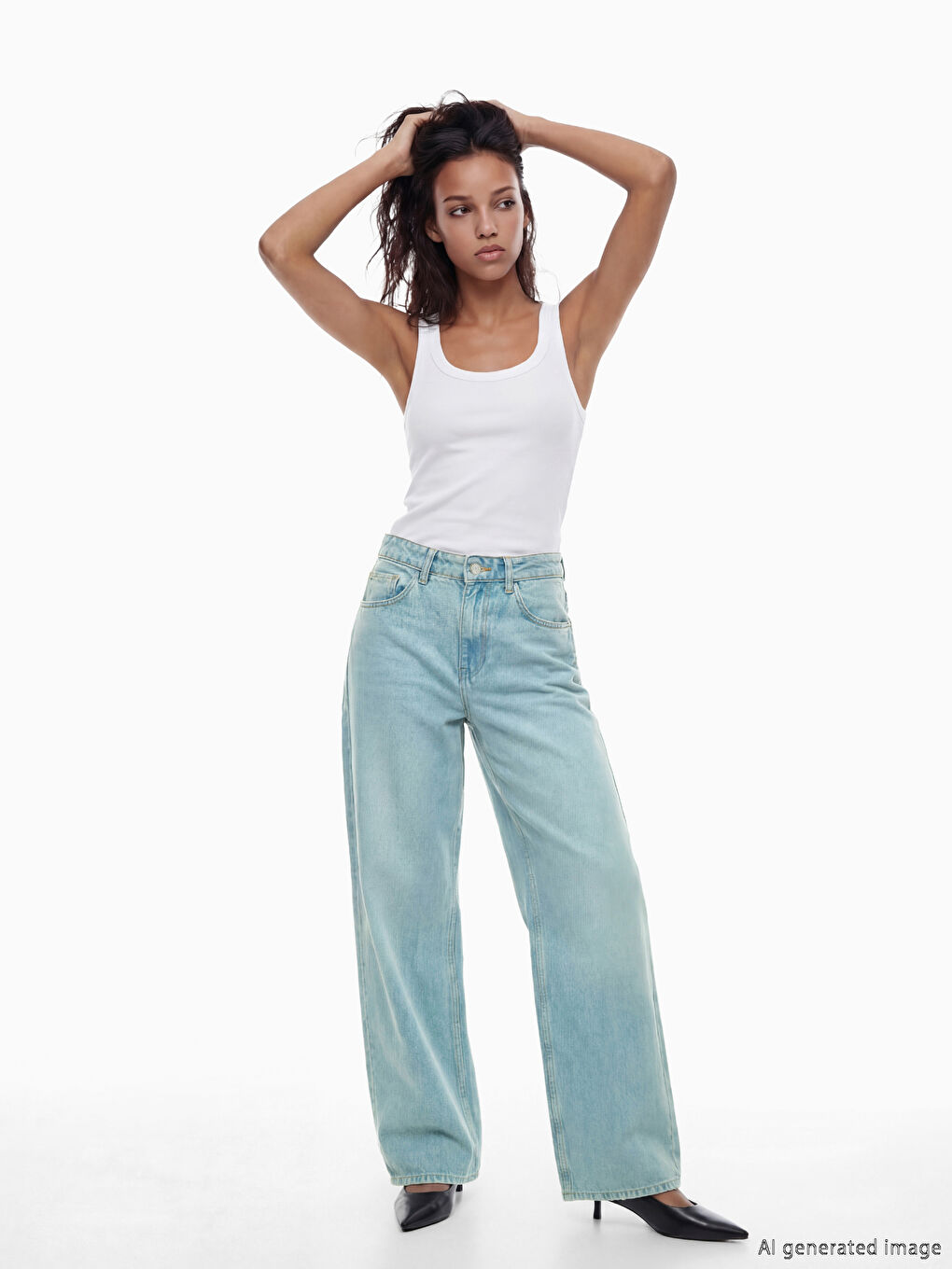 әйелдерге арналған кең балақ джинсы шалбар-1