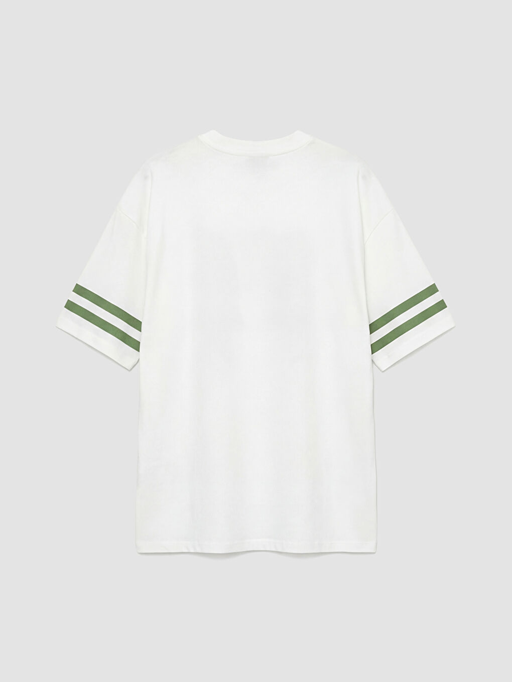 Ekru Kolu Şeritli Baskılı Kız Çocuk Tişört-1