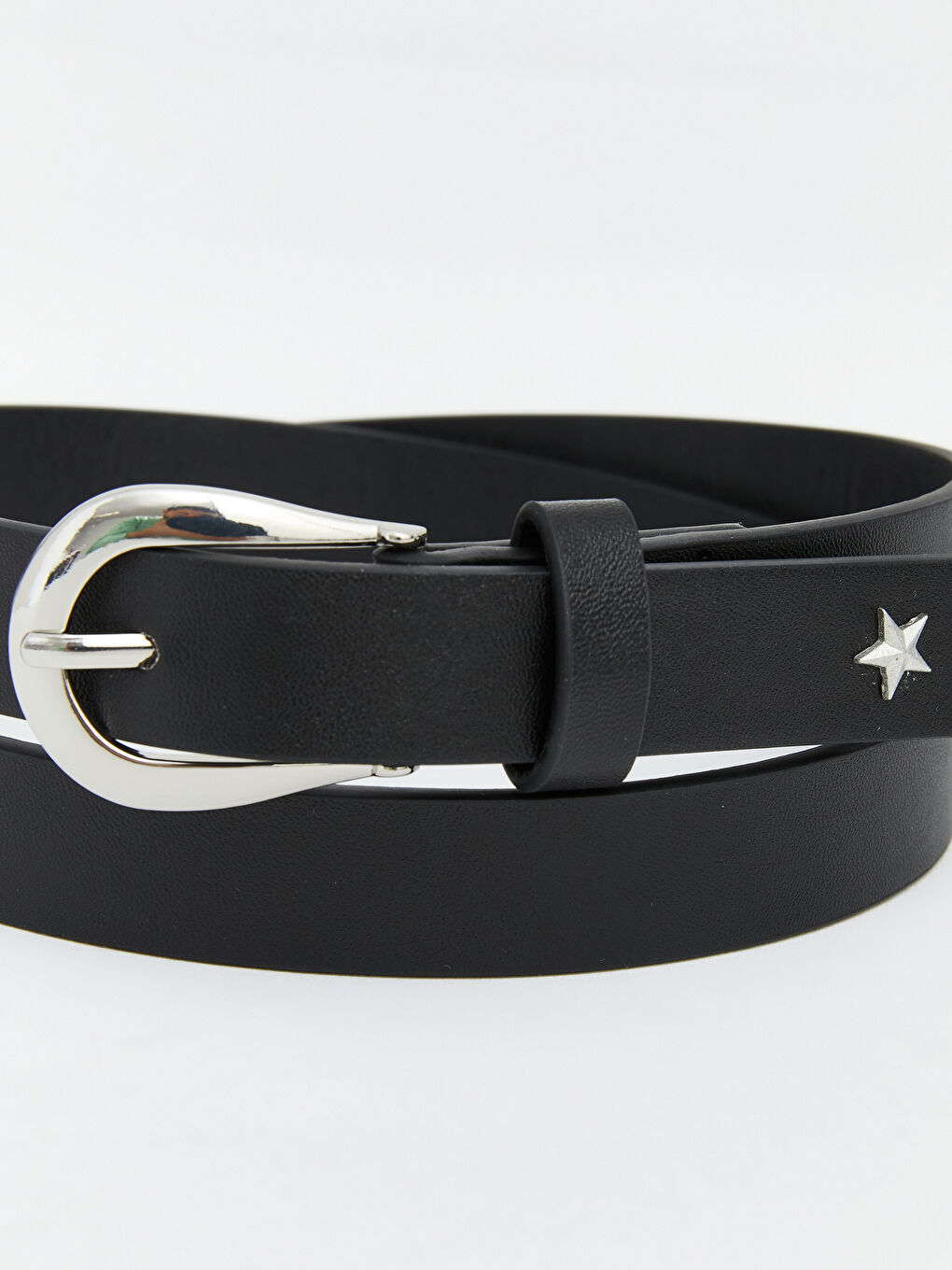 Siyah Deri Görünümlü Kadın Kemer -3