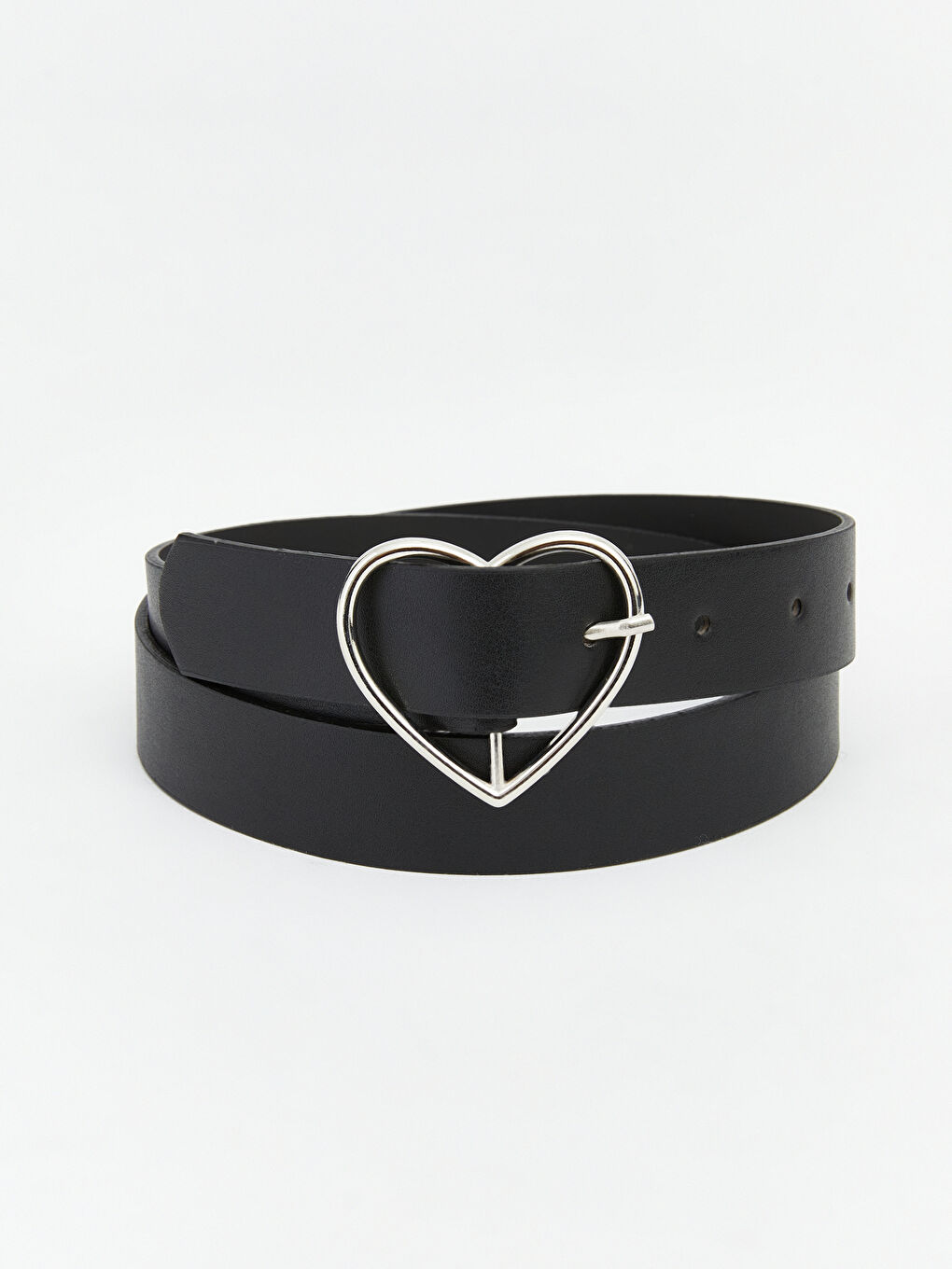 Siyah Kalp Tokalı Kız Çocuk Kemer