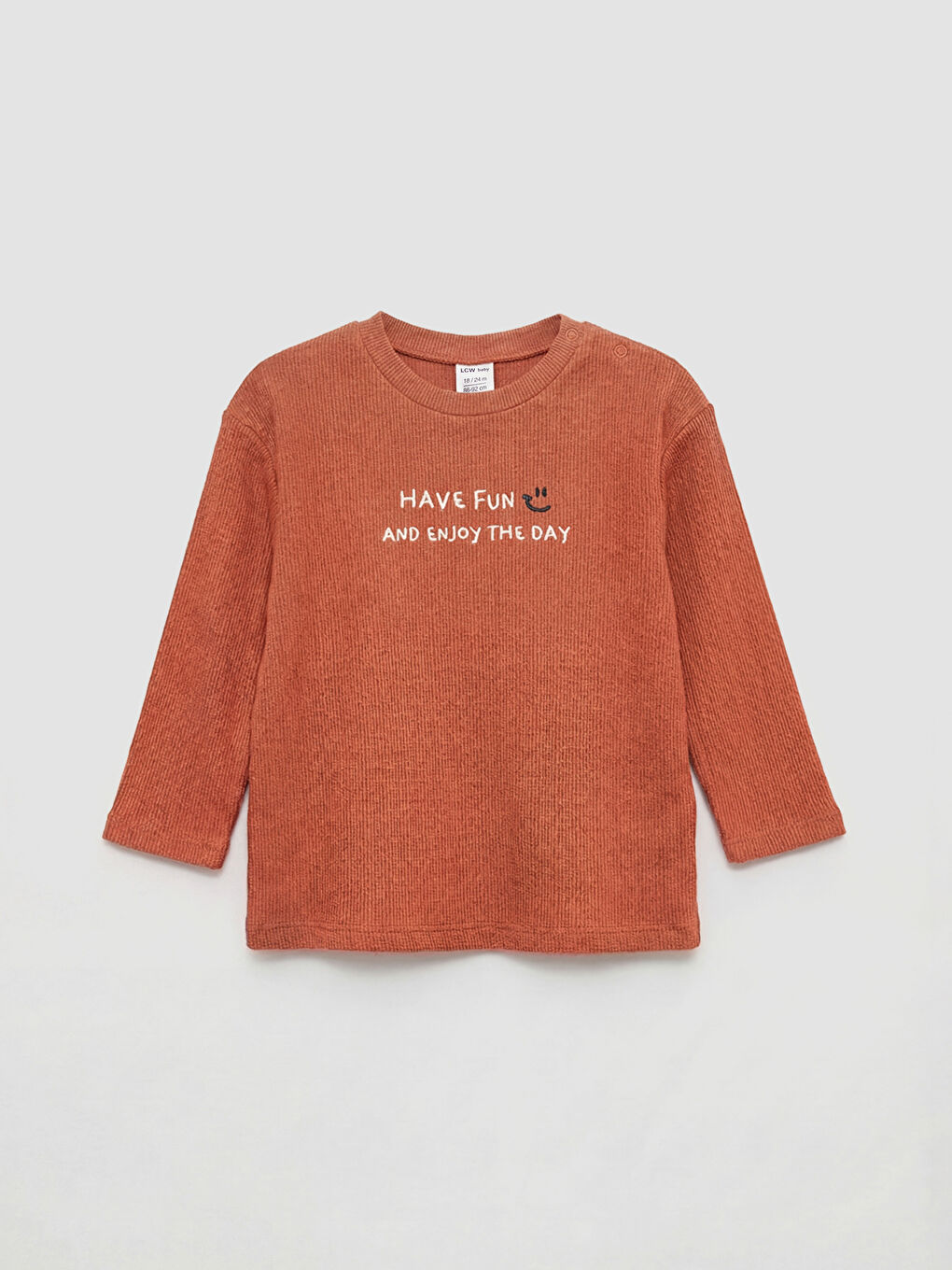 Kahverengi Bisiklet Yaka Erkek Bebek Pantolon ve Tişört-1