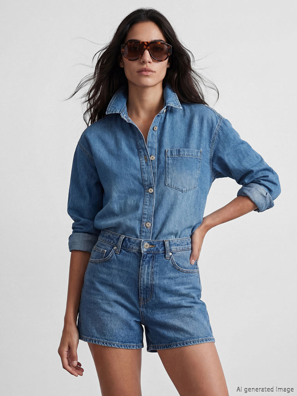 قميص جينز نسائي أوفراسايز