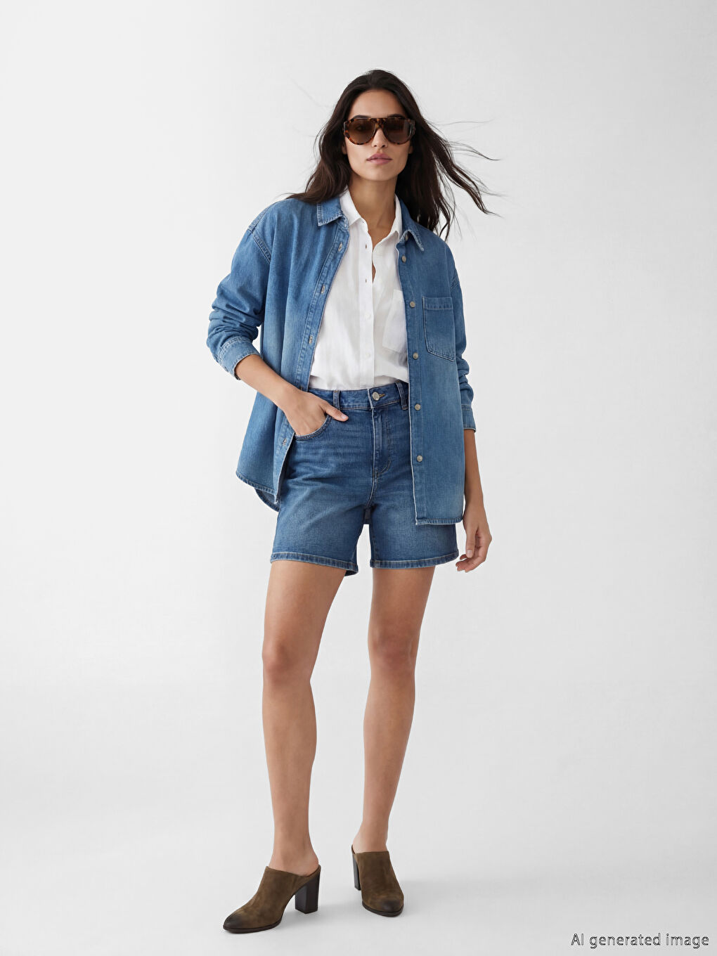 قميص جينز نسائي أوفراسايز-1