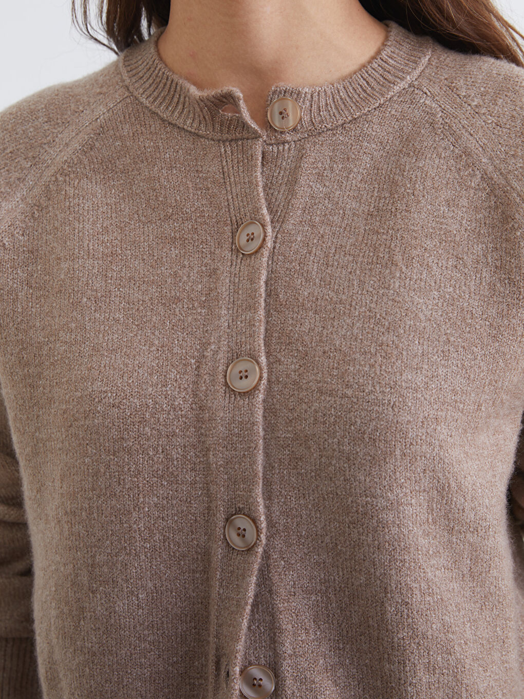 Women's crew neck knit cardigan-2