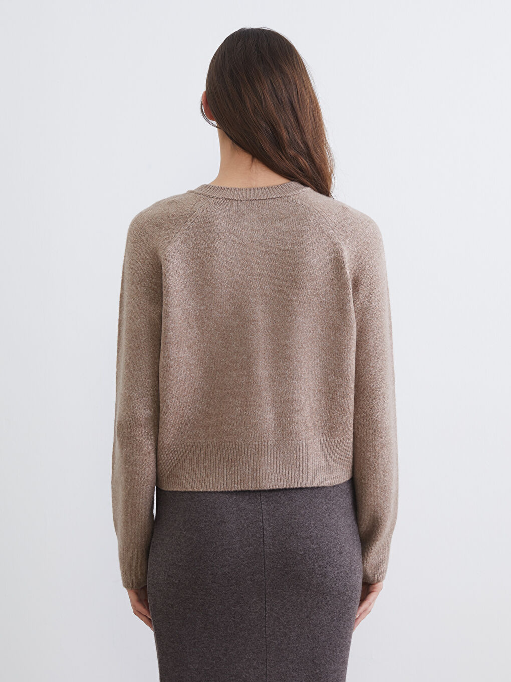 Women's crew neck knit cardigan-3