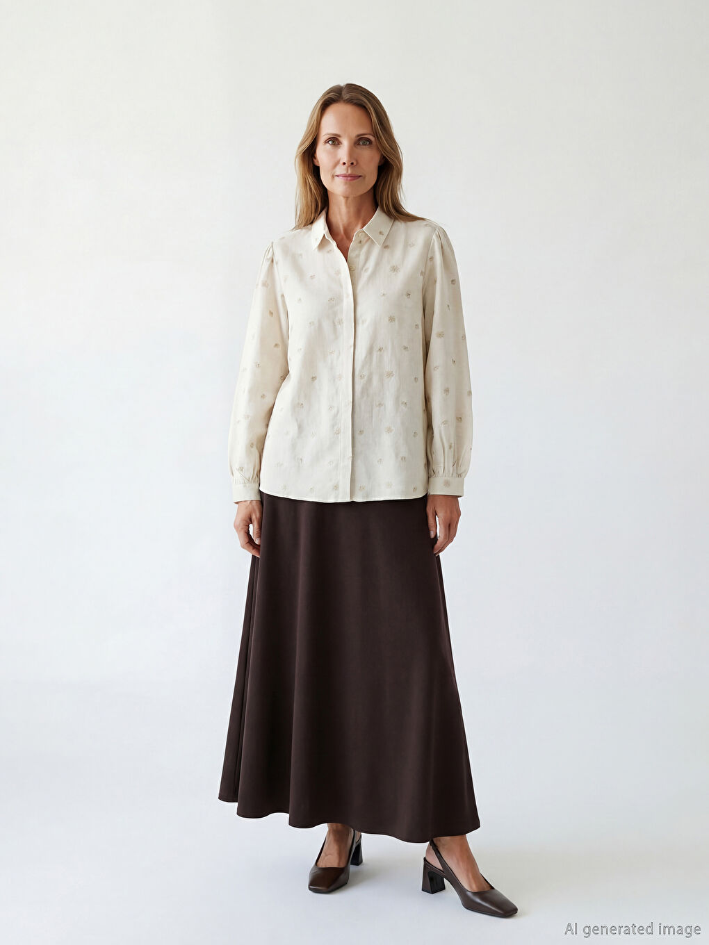 قميص حريمي من قماش اللينن مع نقشة شيك-1