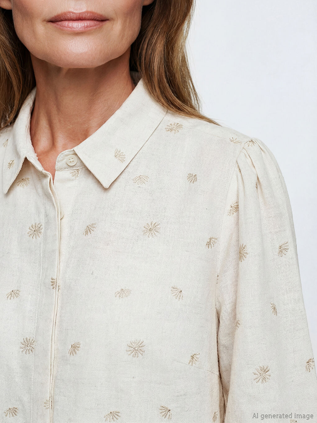 قميص حريمي من قماش اللينن مع نقشة شيك-2
