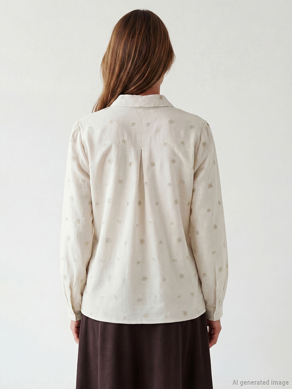 قميص حريمي من قماش اللينن مع نقشة شيك-3