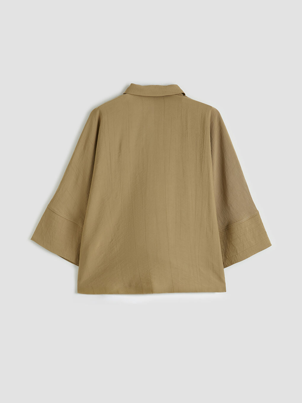 Haki Gömlek Yaka Fermuarlı Kadın Tunik-4