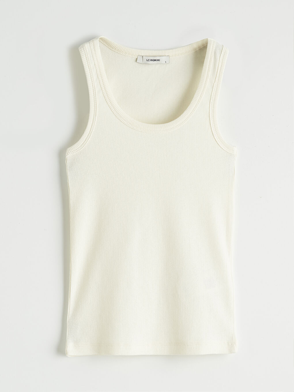 Ekru Bisiklet Yaka Kadın Atlet-4