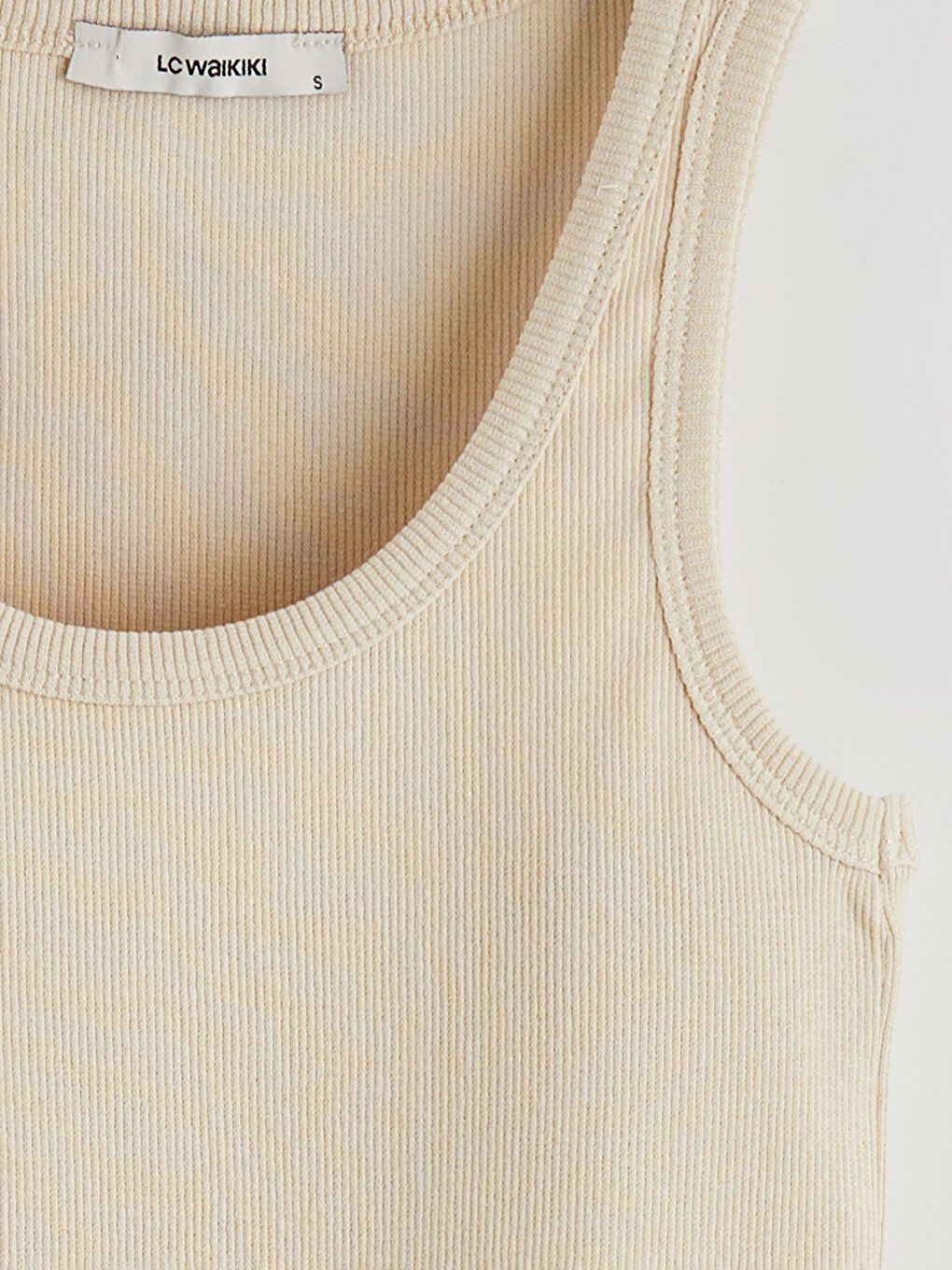 Bej Bisiklet Yaka Kadın Atlet-5