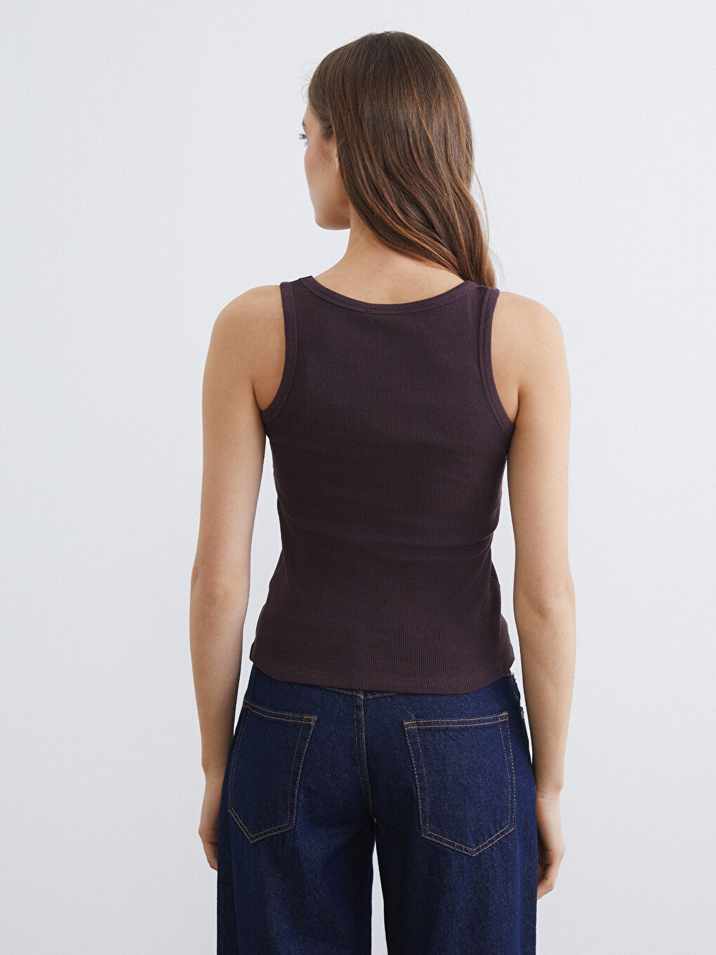 Kahverengi Bisiklet Yaka Kadın Atlet-3