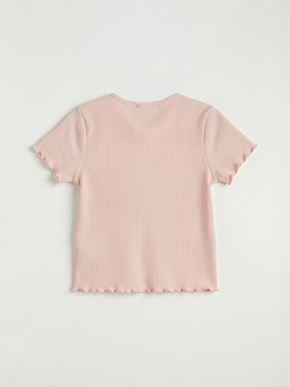 Pembe Bisiklet Yaka Fitilli Kadın Tişört-5