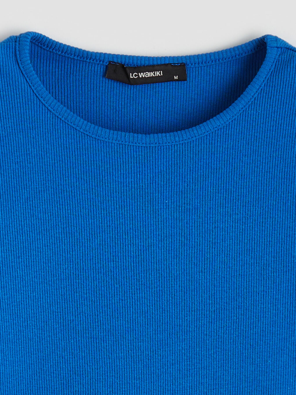 Mavi Bisiklet Yaka Fitilli Kadın Tişört-5