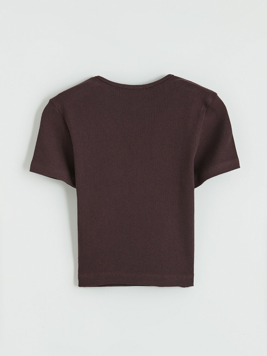 Kahverengi Bisiklet Yaka Fitilli Kadın Crop-6