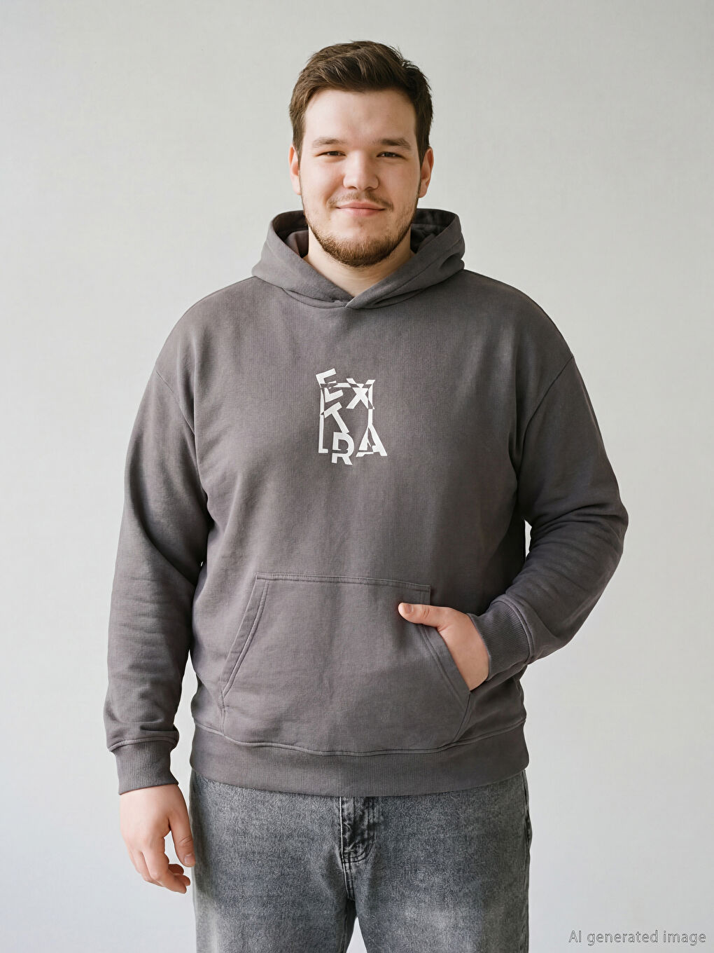 Oversize Hooded Printed Men's Hoodie