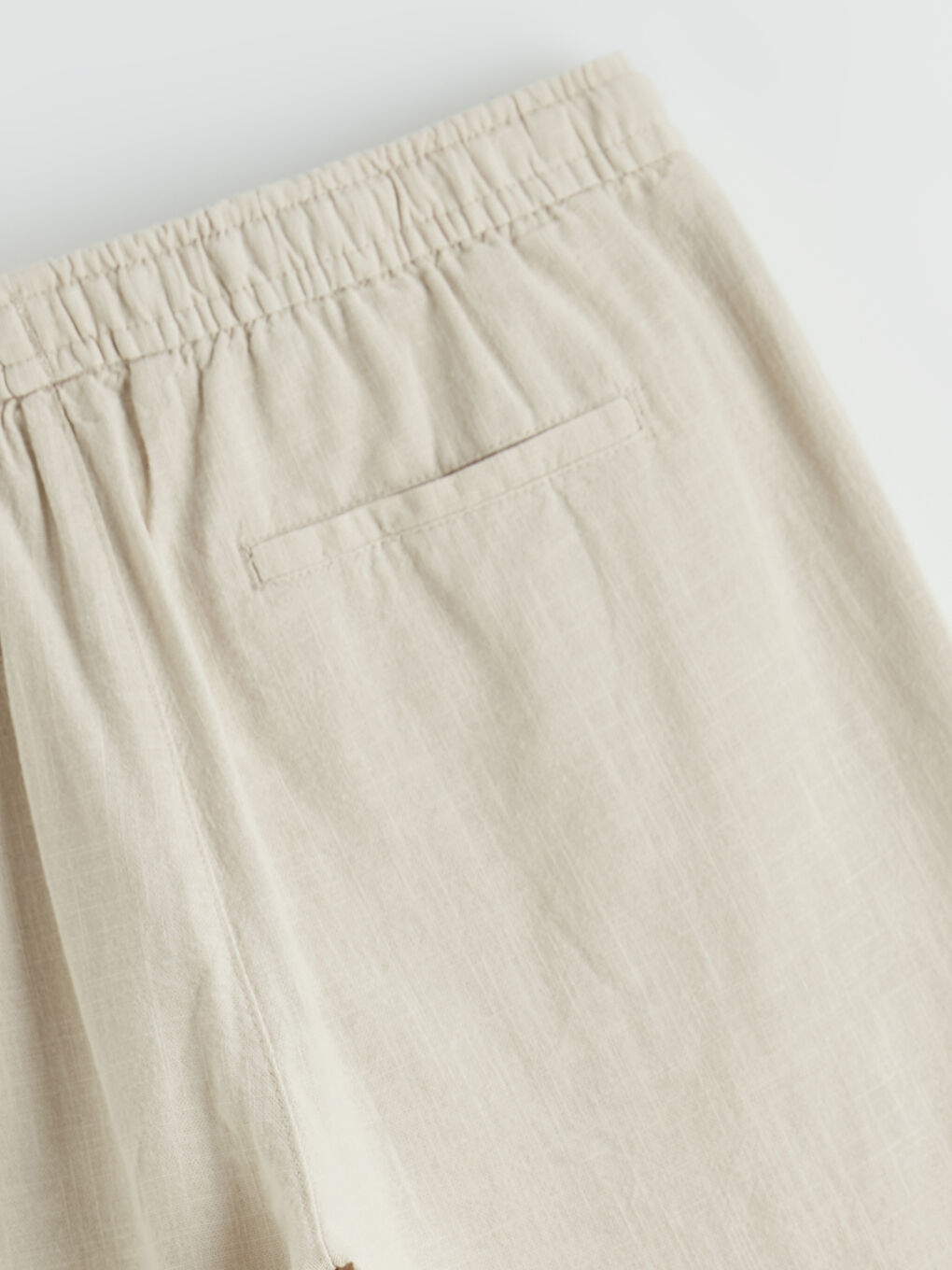 Bej Keten Görünümlü Standart Fit Erkek Pantolon-1