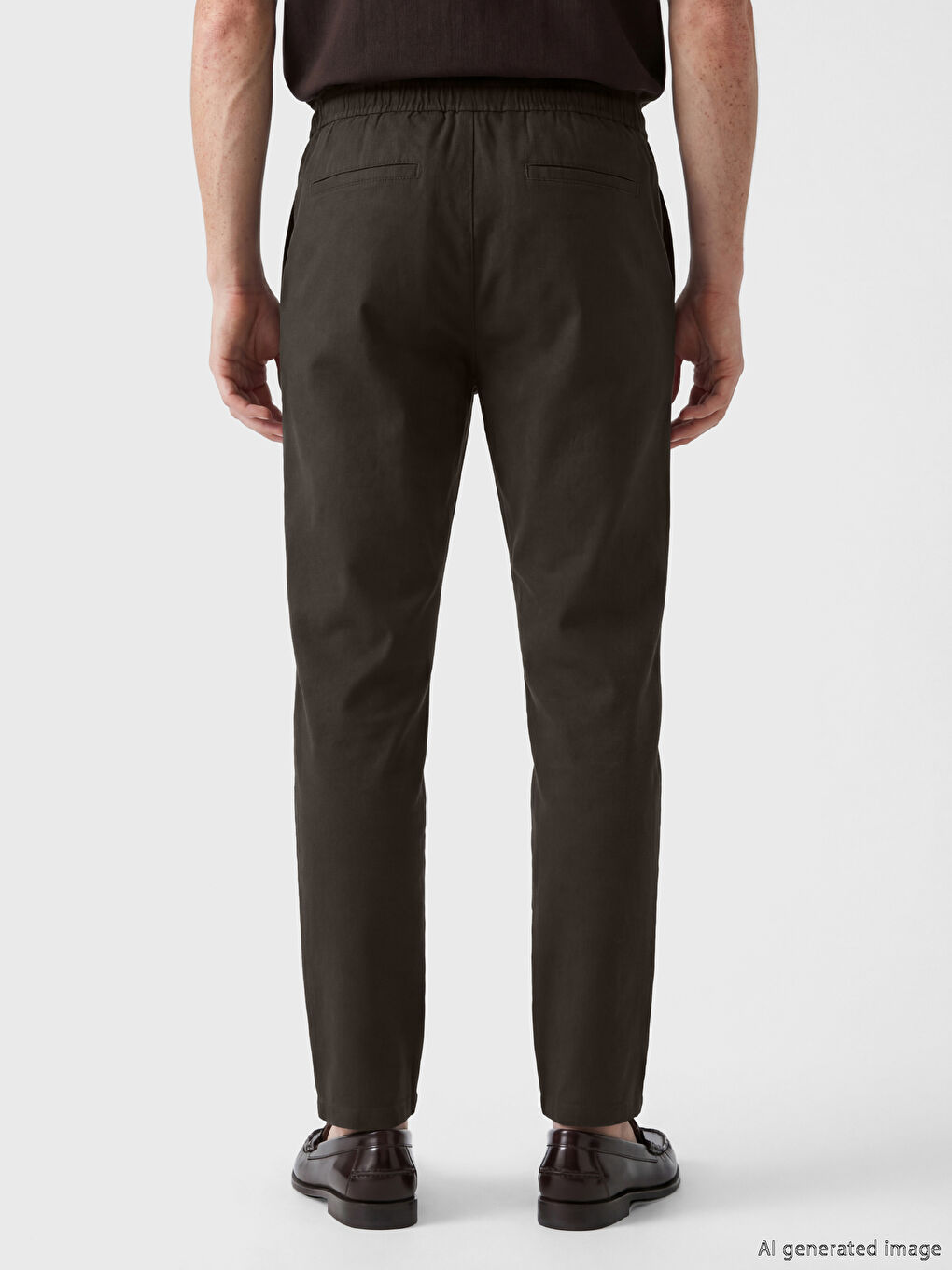 Kahverengi Standart Fit Keten Görünümlü Erkek Pantolon-2