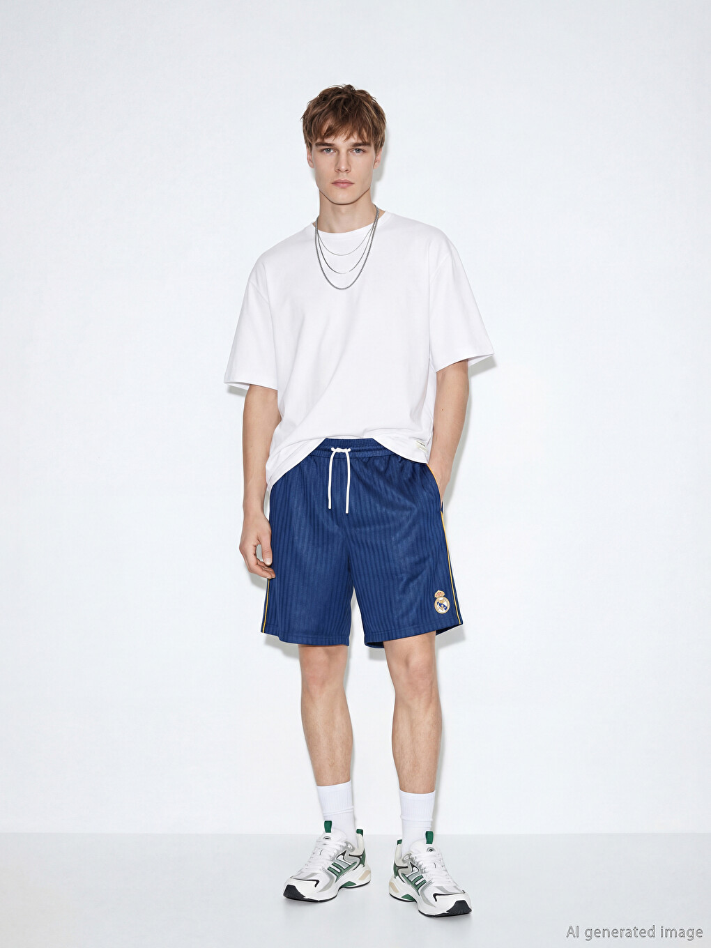 Loose Fit Real Madrid Embroidered Men's Active Shorts-3