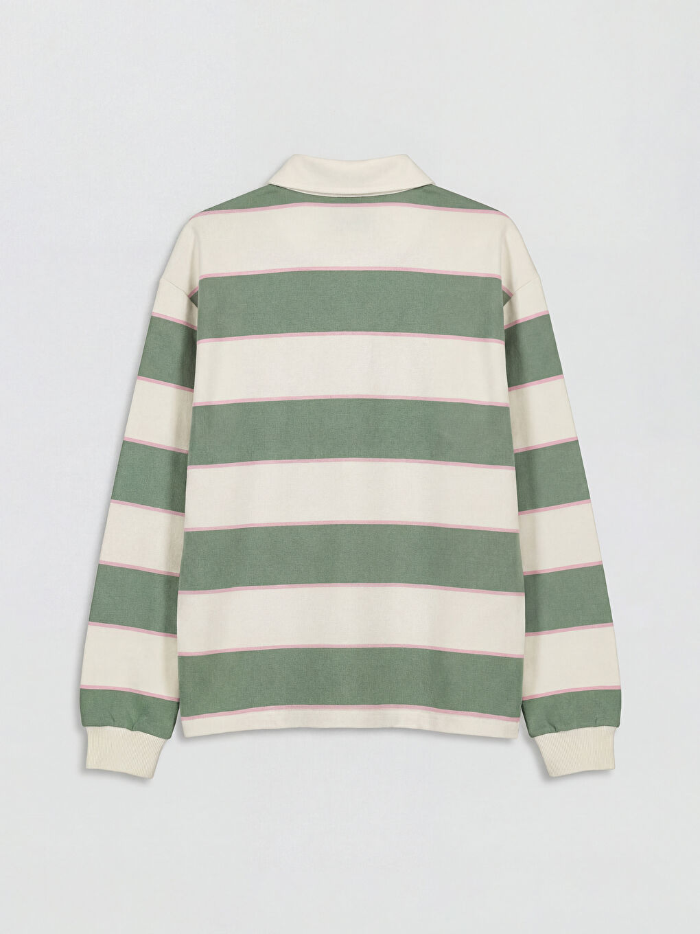 Yeşil Polo Yaka Çizgili Kız Çocuk Tişört-1