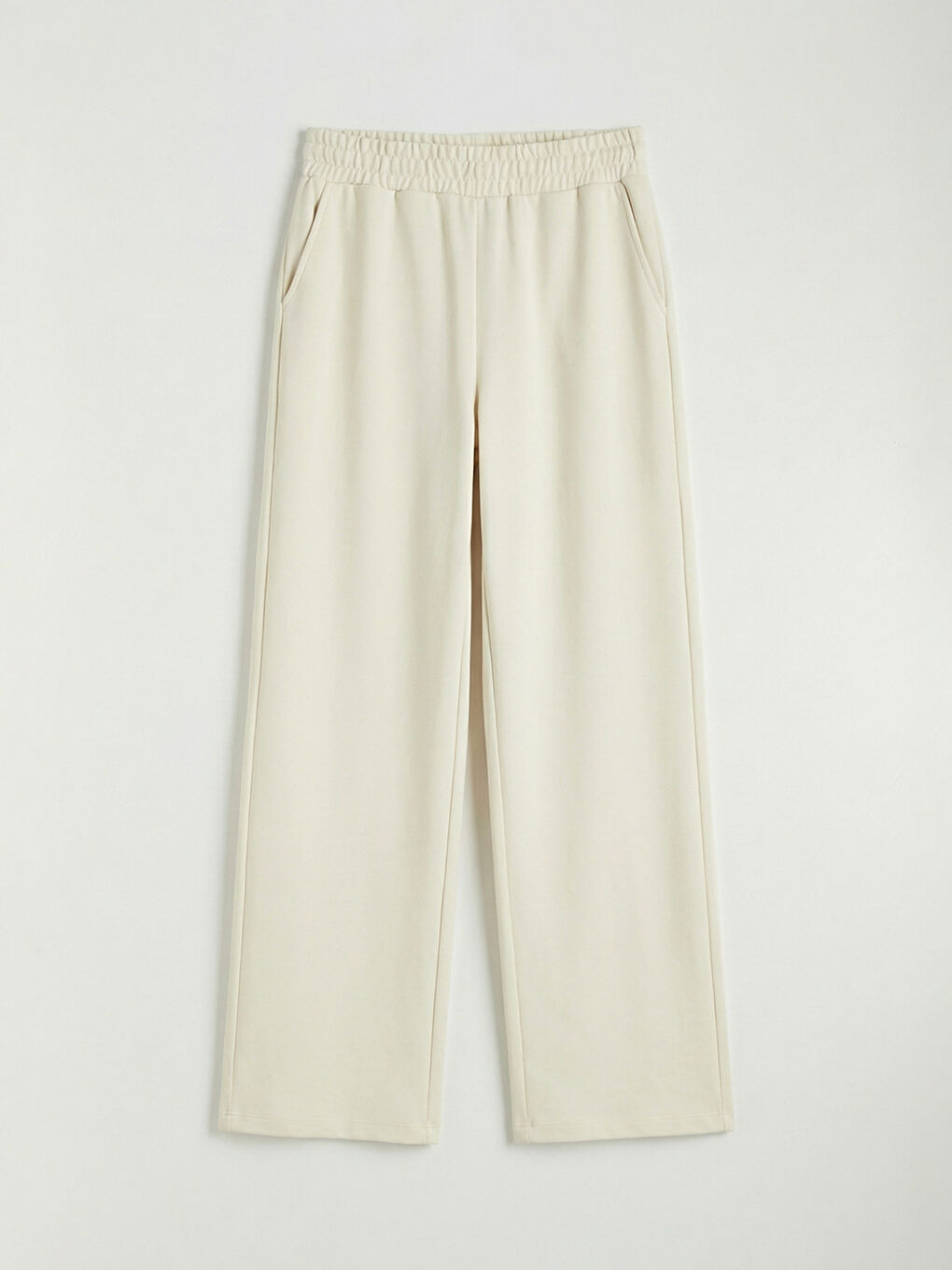 Gri Beli Lastikli Geniş Paça Kadın Eşofman Altı