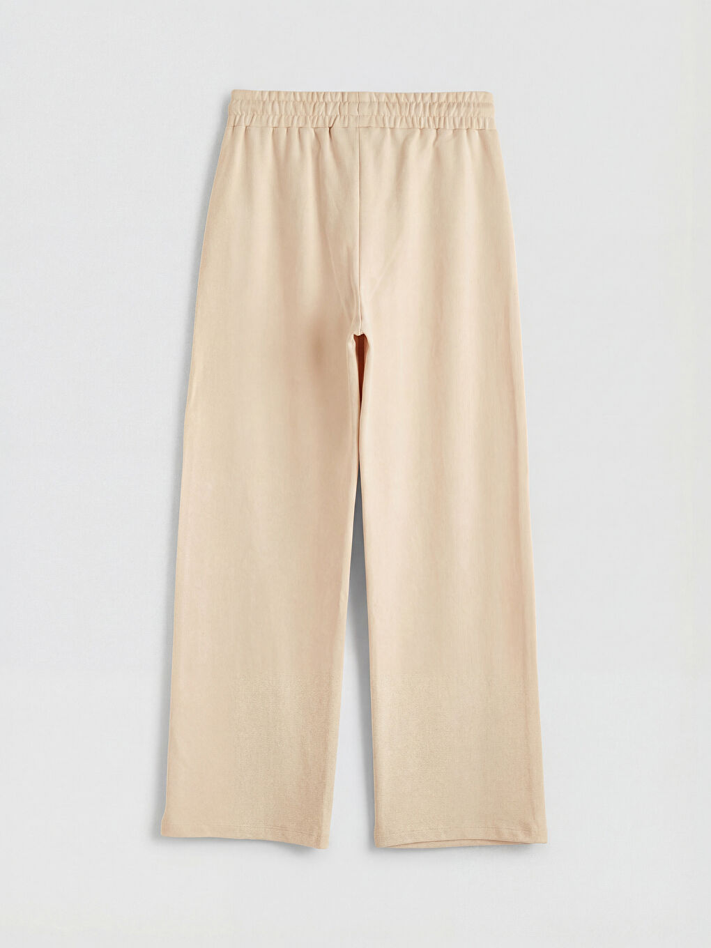 Bej Beli Lastikli Geniş Paça Kadın Eşofman Altı	-1