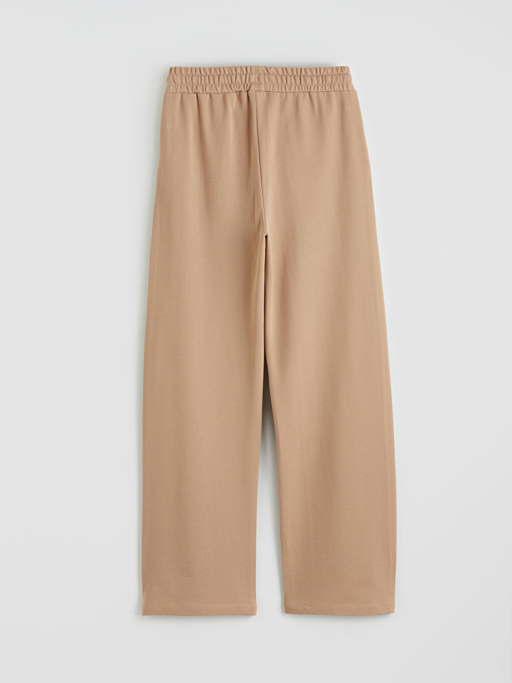 Bej Beli Lastikli Geniş Paça Kadın Eşofman Altı	-1