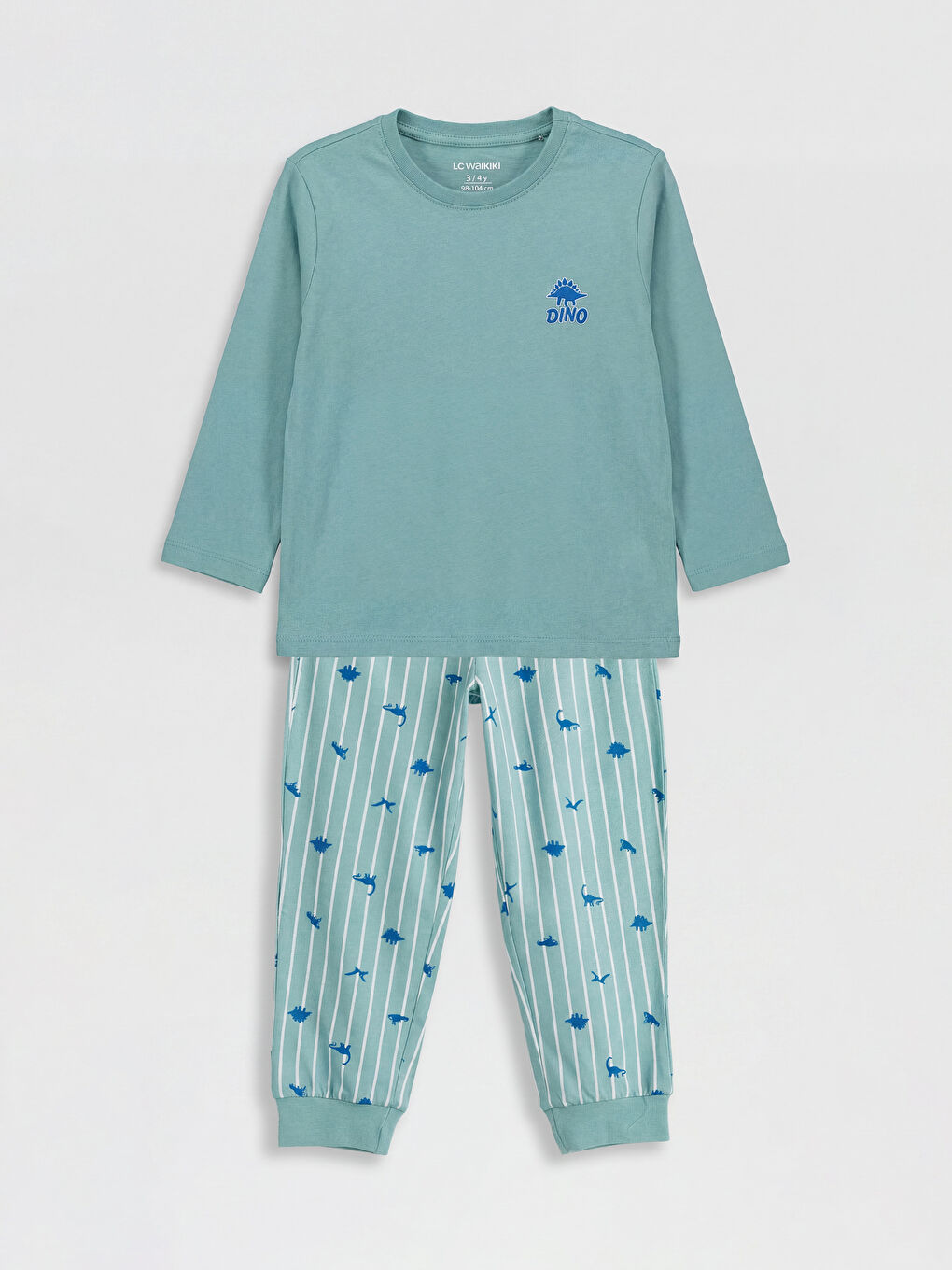 Yeşil Bisiklet Yaka Baskılı Erkek Çocuk Pijama Takımı