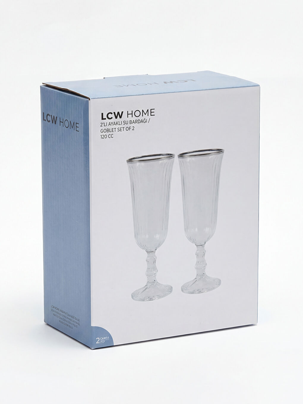 Gri Ayaklı Cam Bardak 2'li 120 ml-2