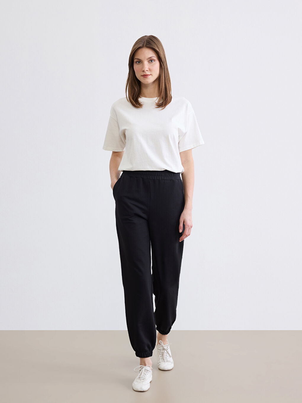 Siyah Beli Lastikli Kadın Jogger Eşofman Altı