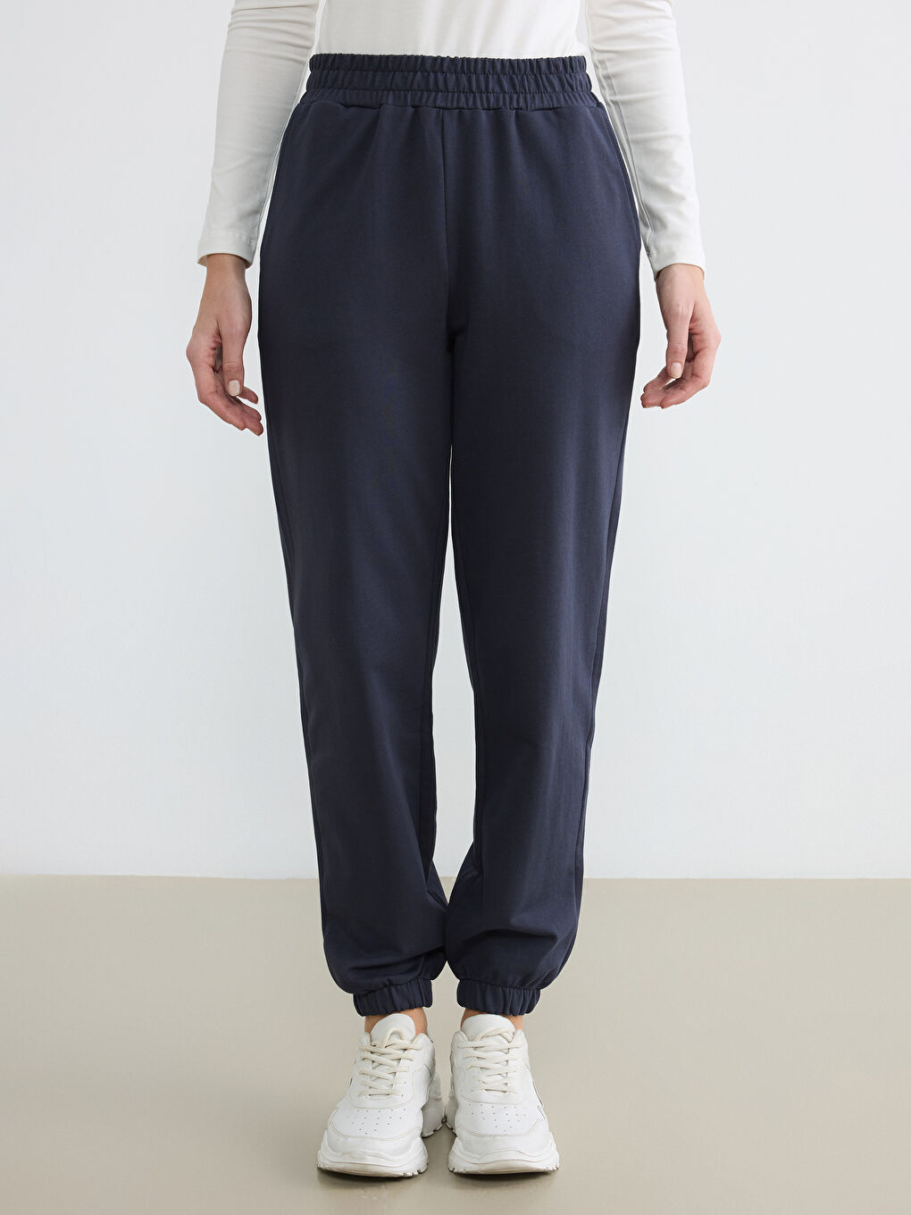 Lacivert Beli Lastikli Kadın Jogger Eşofman Altı-1