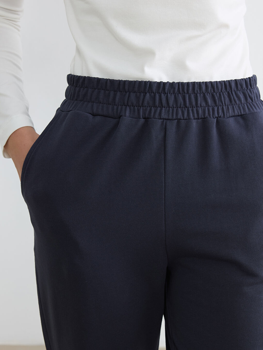 Lacivert Beli Lastikli Kadın Jogger Eşofman Altı-2