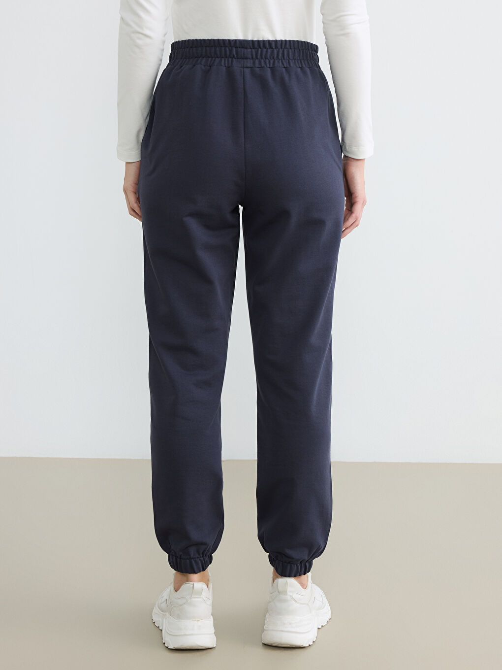 Lacivert Beli Lastikli Kadın Jogger Eşofman Altı-3