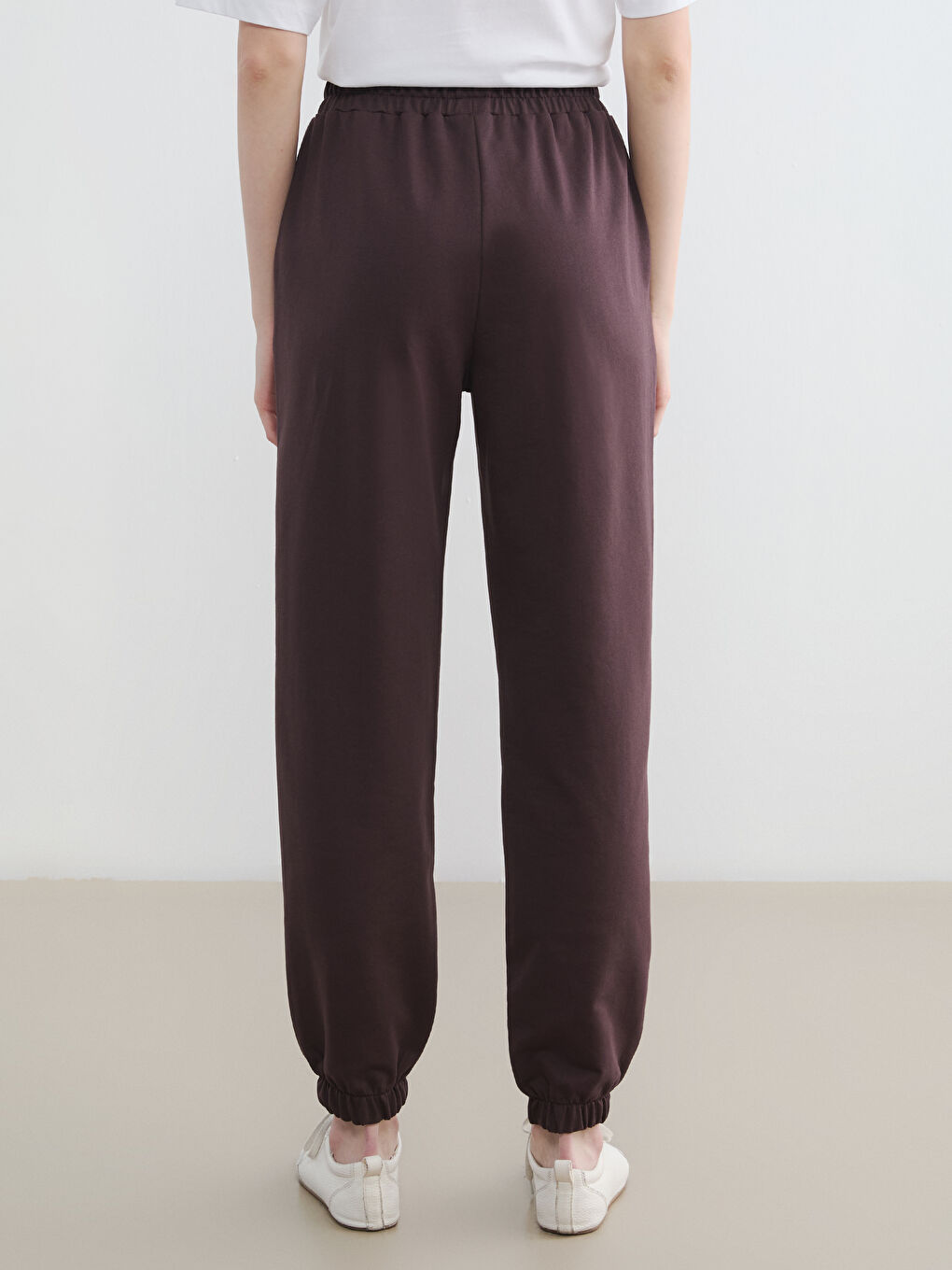 Kahverengi Beli Lastikli Kadın Jogger Eşofman Altı-3