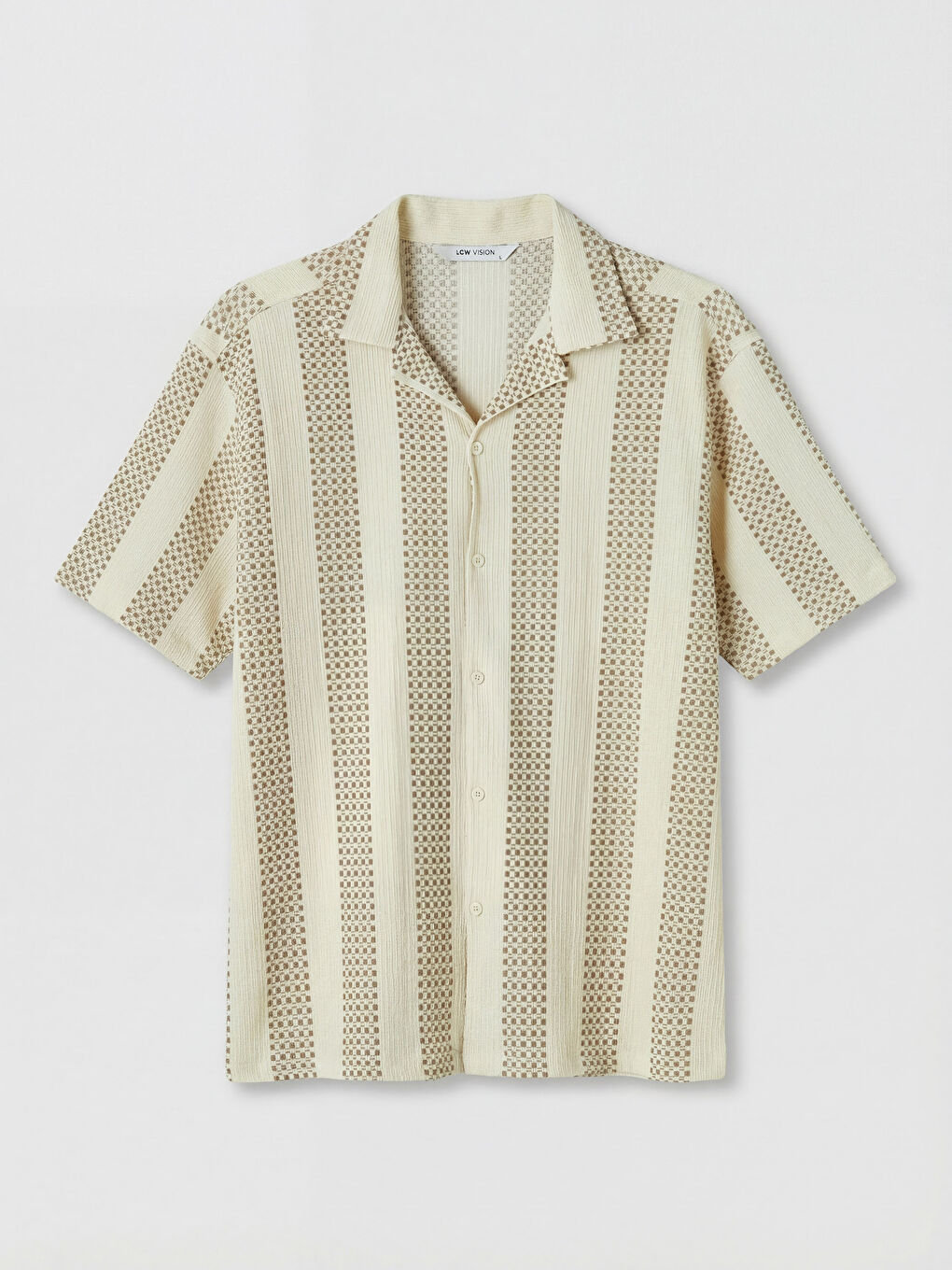 Bej Regular Fit Desenli Erkek Gömlek