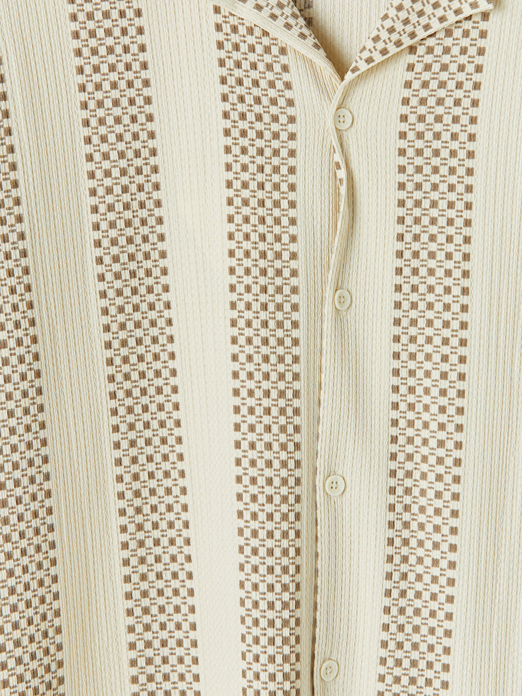 Bej Regular Fit Desenli Erkek Gömlek-2