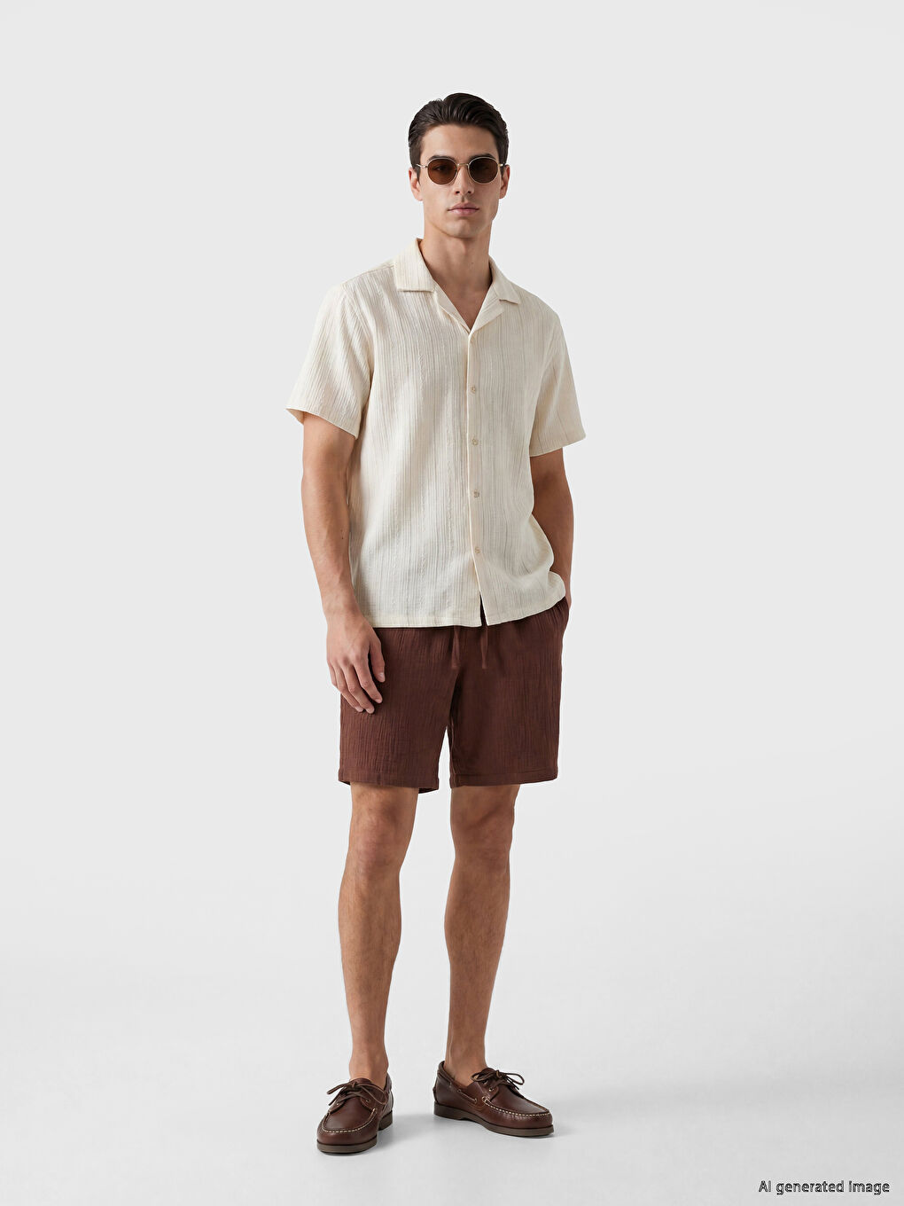 Beyaz Regular Fit Armürlü Erkek Basic Gömlek-3