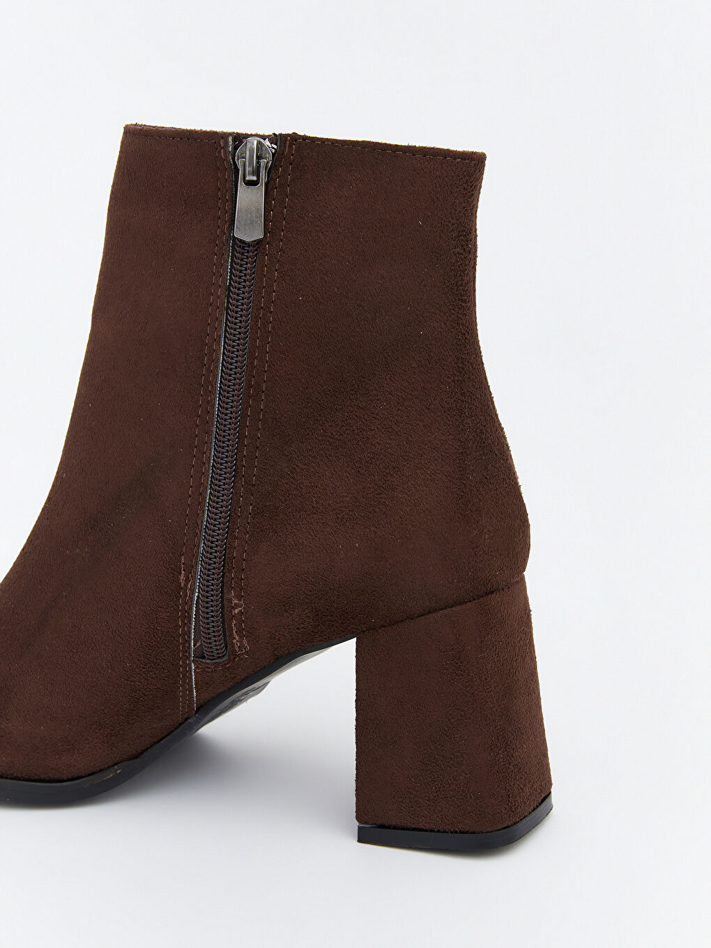 Kahverengi Süet Görünümlü Kadın Topuklu Bot-4