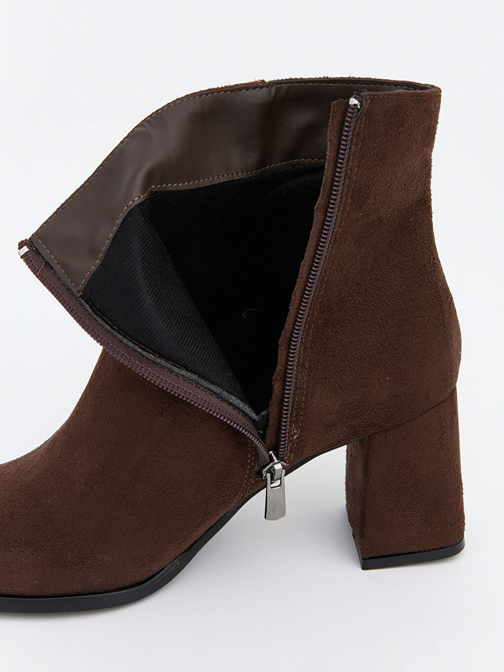 Kahverengi Süet Görünümlü Kadın Topuklu Bot-6